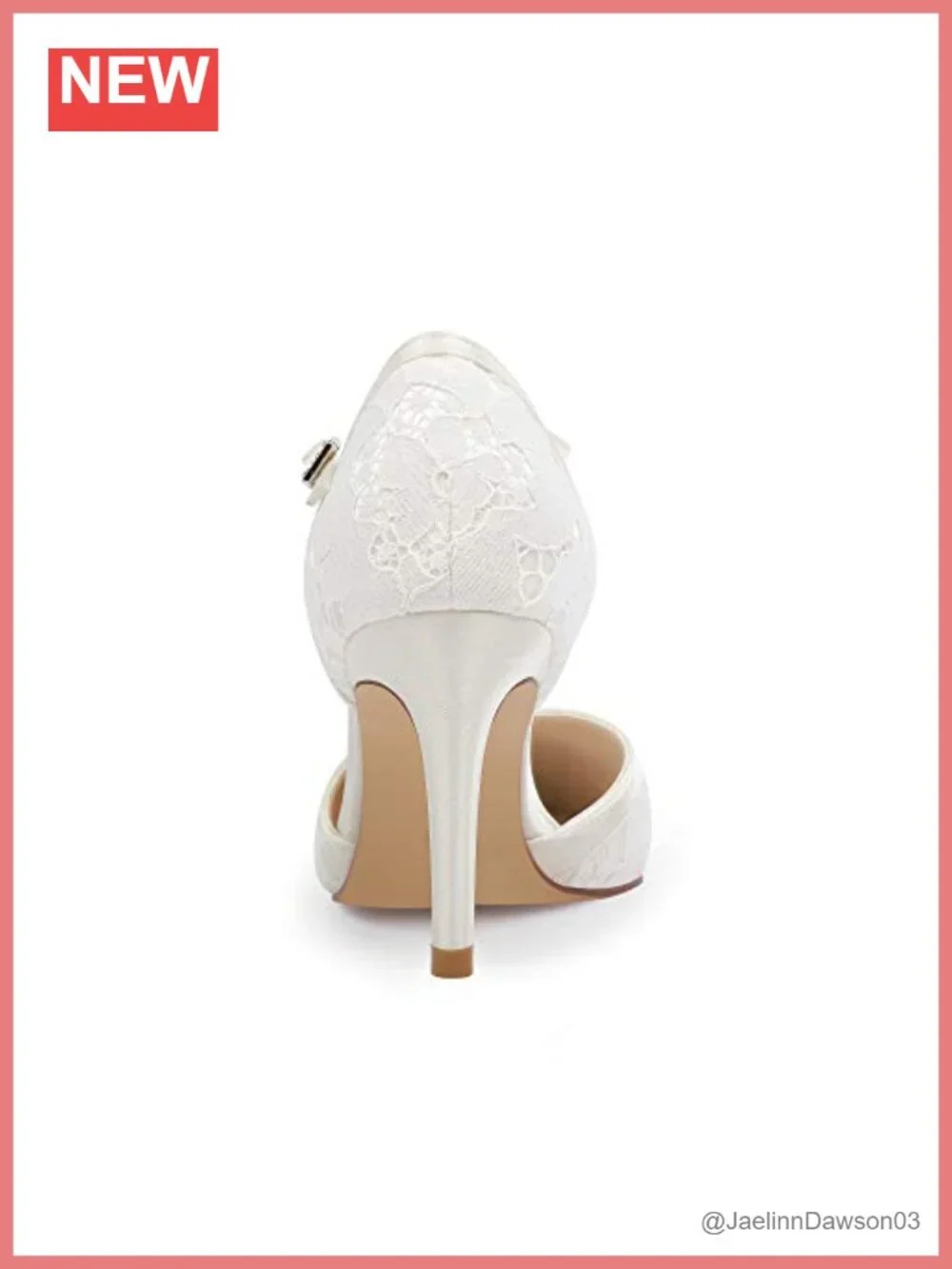 Women's Satin Lace Bridal Wedding Shoes Mid Heel Rhinestone T-Strap